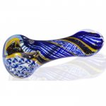 4" Dichro Swirled Glass Spoon Hand Pipe - Fumed New