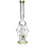 Smokenator - Lookah Platinum Design Series Bong - 20" Platinum Donut Recycler Bong With Spiral Percs - Lake Green New