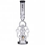 Smokenator - Lookah Platinum Design Series Bong - 20" Platinum Donut Recycler Bong With Spiral Percs - Black Ice New