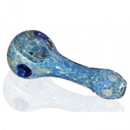 3" Marble Fritter Glass Spoon Hand Pipe - Blue Fritt New