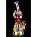 Twin Horned Skull Bong - 12" Showerhead Rig - Tattoo Glass Red New