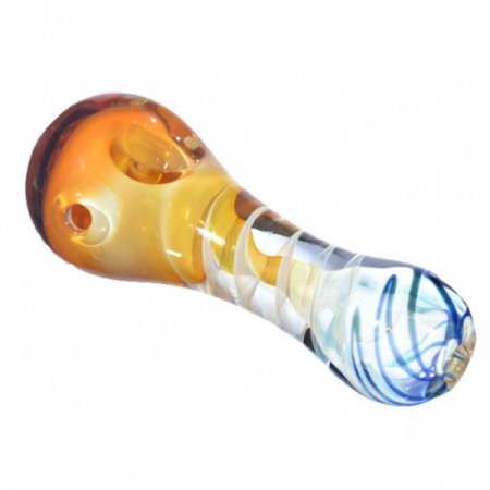 Honeycomb Orange Spinning Tornado Glass Spoon Hand Pipe