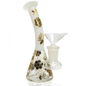 5" Holographic Golden Honeycomb Water Pipe - White New