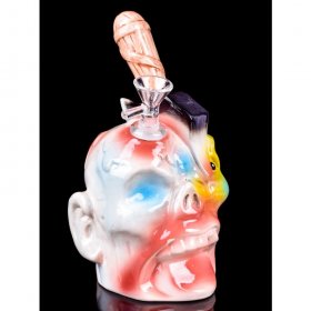 Axed Skull Bong - 8" Ceramic Water Pipe New