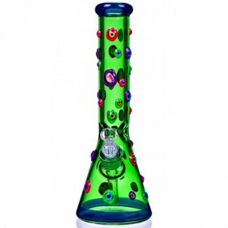 14" Glow In The Dark Multi Eye Beaker Water Pipe - with 14M Bowl (MSRP New