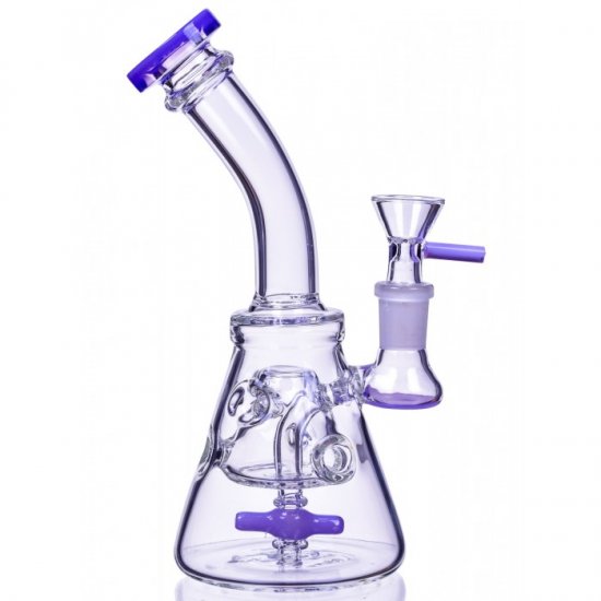 8\" Titled Propeller Perc Fabegg Base Bong - Purple New