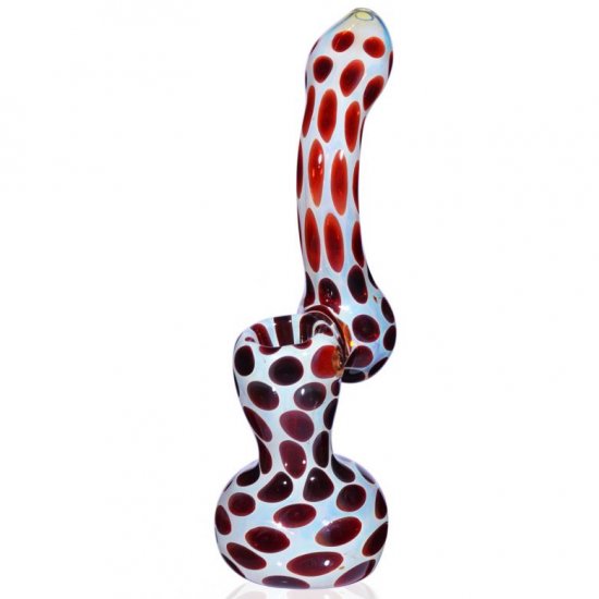 7\" Honeycomb Glass Bubbler -Red Dots New