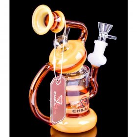 Top Thrill Dragster - ChillGlass - Ancient 2-Arm Recycler Inline Perc Bong New