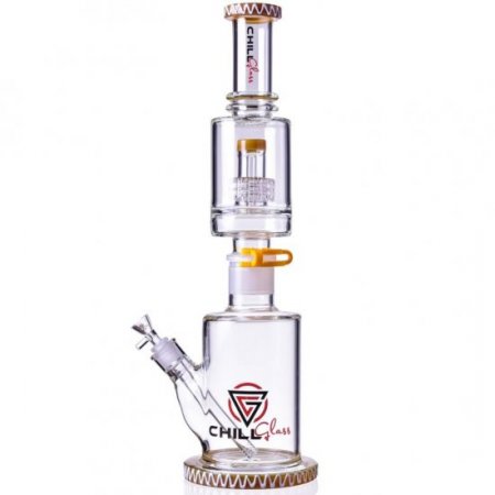 Chill Glass 20" Bong with Multi Percs with a Downstem and Bowl - Yellow New