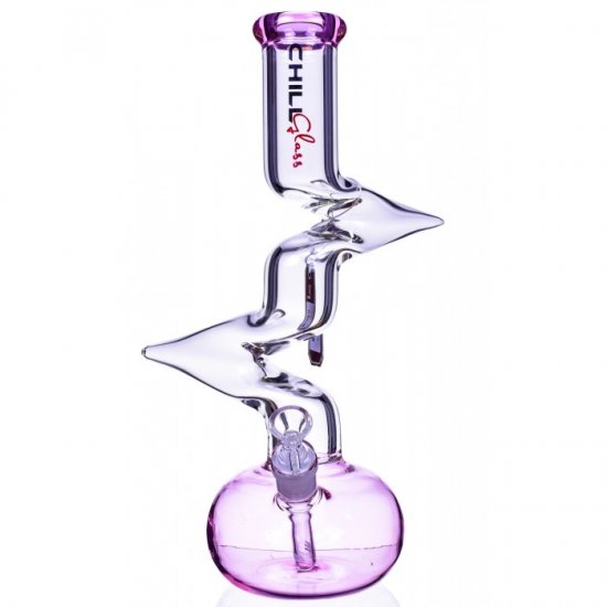 Chill Glass 15\" Double Zong Bong w/ Down Stem and 14mm Dry Bowl - Pink New