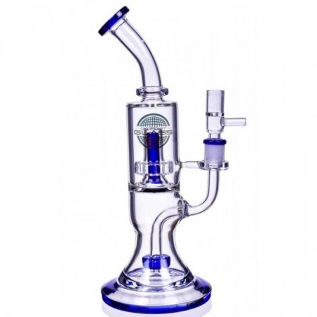 Sapphire Rig - 12" Double Showerhead Dab Rig With 14MM Male Banger Bowl New