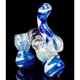 Smoke Triplets - 6" Triple Chamber Golden Fumed Side By Side Bubbler New