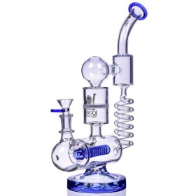 God of Thunder - Lookah? - 13" Coil Perc to Honeycomb Perc Bong - Blue New