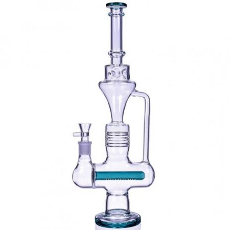 Smoker's Slide - 17" One-Arm Inline Recycler Bong Water Pipe - Teal New