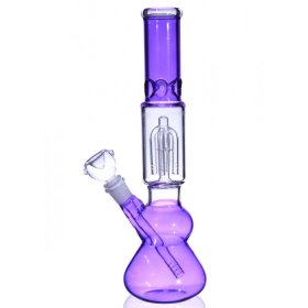 12" Slotted 4 Arm Tree Perc Glass Bong Water Pipe - Girly Hot Purple Bong New