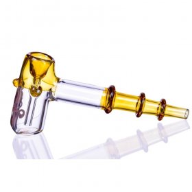 King Cobra - 7.5" Tripe Ringed Hammer Bubbler - Amber New