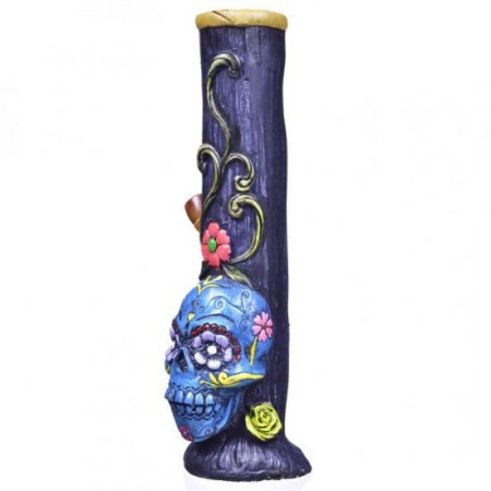 Sugar Skull - 12" Hand Crafted Wooden Bong New