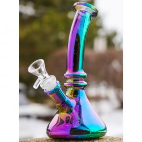 ROYAL SMOKEI'S - 8" TILTED NECK SHINY BONG - Rainbow New