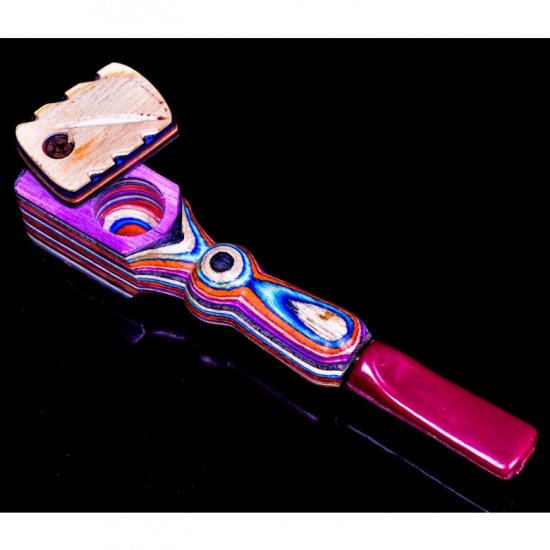 5\" Colorful Wooden Pipe w/ Mouth Piece and Swivel Lid - Buy One Get One Free New