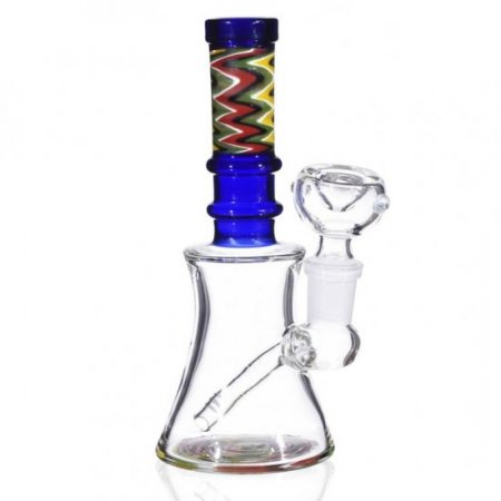 Rainbow Smash - 6" Mini Bong with Ice Catcher - Wigwag Pattern - Blue New