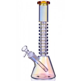 The Gold Mine - 12" Electro Plated Beaker Bong - Iridescent / Clear New