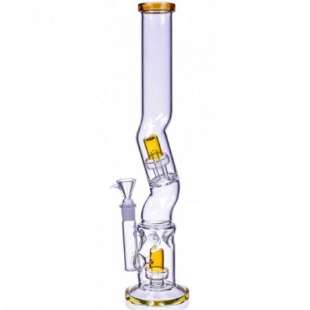 The Splasher - 18" Double Matrix Perc Zong Bong - Amber New