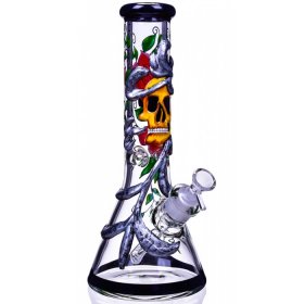 Sugar Skull - 13" Artistic Work Thick Beaker Base Bong New