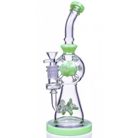 Smoke Propeller Dab Rig - 12" Dual Spinning Propeller Perc To Swiss Faberge Egg Perc - Milky Green New