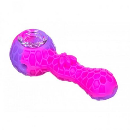 Stratus - 4" Silicone Hand Pipe With Honey Comb Design - Pinkish Purple New