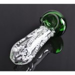 4" Inside Out Helix Glass Spoon Hand Pipe - Green New