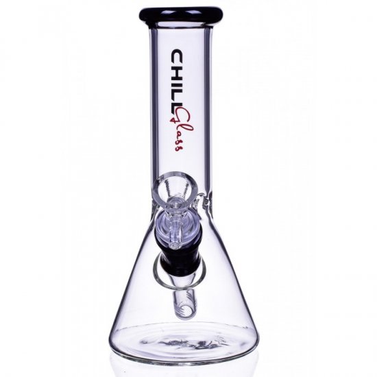 8\" ChillGlass Clear Beaker Base Bong Water Pipe - Black New