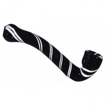 5" Striped Sherlock Glass Pipe - Black New