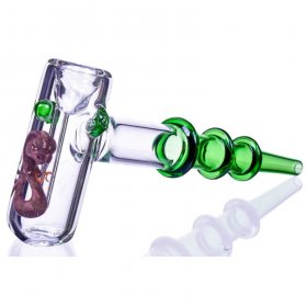 J?rmungandr - 7.5" Tripe Ringed Hammer Bubbler - Green New