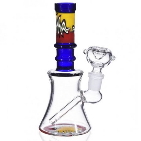 Rainbow Smash - 6" Mini Bong with Ice Catcher - Wigwag Pattern - Blue New