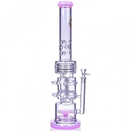 The Skywrap - 20" Triple Honeycomb Barrel To Sprinkler Perc Bong - American Pink New