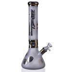 14" Gold Reflective Decal Rick and Morty Bong With Sandblasted 3D Artwork New