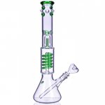 Nucleus - 14" Inline to Coil Perc Beaker Bong - Green New