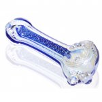 3" Fumed Dichro Glass Spoon Hand Pipe - Aqua Blue New