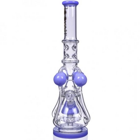 The Amazonian Trophy - LOOKAH PLATINUM SERIES - 19" SMOKING BONG WITH 4 CIRCULAR CHAMBER RECYCLER AND SPRINKLER MUSHROOM PERC - Milky Blue New