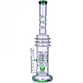 Smoke Runner - 22" Triple Chamber w/ Sprinkler Perc Bong - Green New