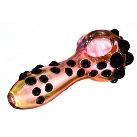 3" Rose Gold Glass Pipe - Fumed - Solid Black Bubbles New