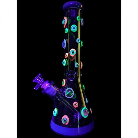 14\" Glow In The Dark Multi Eye Beaker Water Pipe - with 14M Bowl (MSRP New