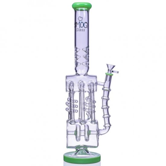 6 Speed - SMOQ Glass - 19\" 6-Arm Coil Recycler Bong - Green New