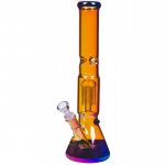 Gold Digger - 13" Golden Fumed Chameleon Beaker Base Tree Perc Bong New