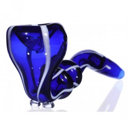 5" Ridged Sherlock Glass Pipe - Blue New