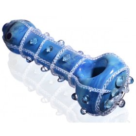 4.5" Rain Drop Glass Pipe - Ocean Pebble - Aqua Blue New