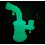 8" Silicone Glow In The Dark Bong With 14mm Banger - Sky Blue New