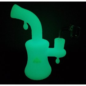 8" Silicone Glow In The Dark Bong With 14mm Banger - Sky Blue New