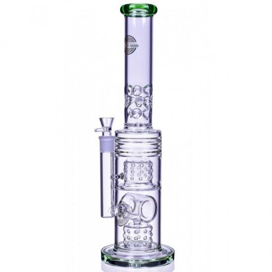 The Wicked Tower - On Point Glass - 18\" Straight Swiss to Donut Perc Bong - Ice Green New