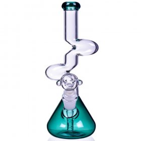 The Goliath - Curved Neck Double Zong Bong Water Pipe - Teal New